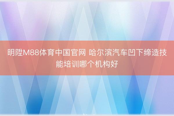 明陞M88体育中国官网 哈尔滨汽车凹下缔造技能培训哪个机构好
