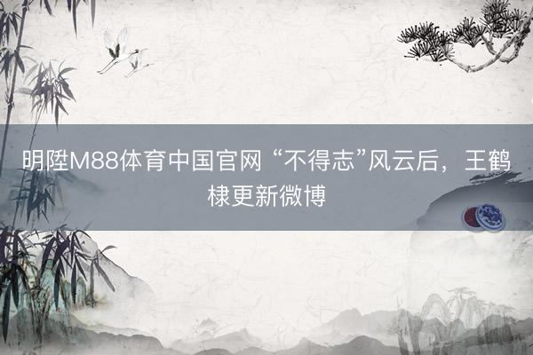 明陞M88体育中国官网 “不得志”风云后，王鹤棣更新微博