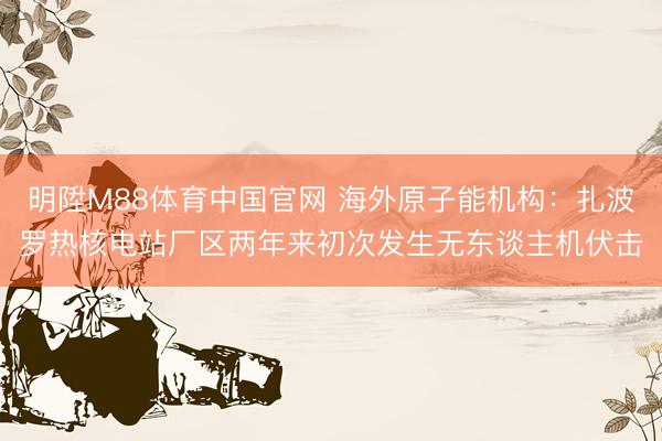 明陞M88体育中国官网 海外原子能机构：扎波罗热核电站厂区两年来初次发生无东谈主机伏击