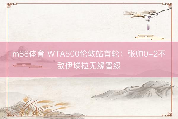m88体育 WTA500伦敦站首轮：张帅0-2不敌伊埃拉无缘晋级